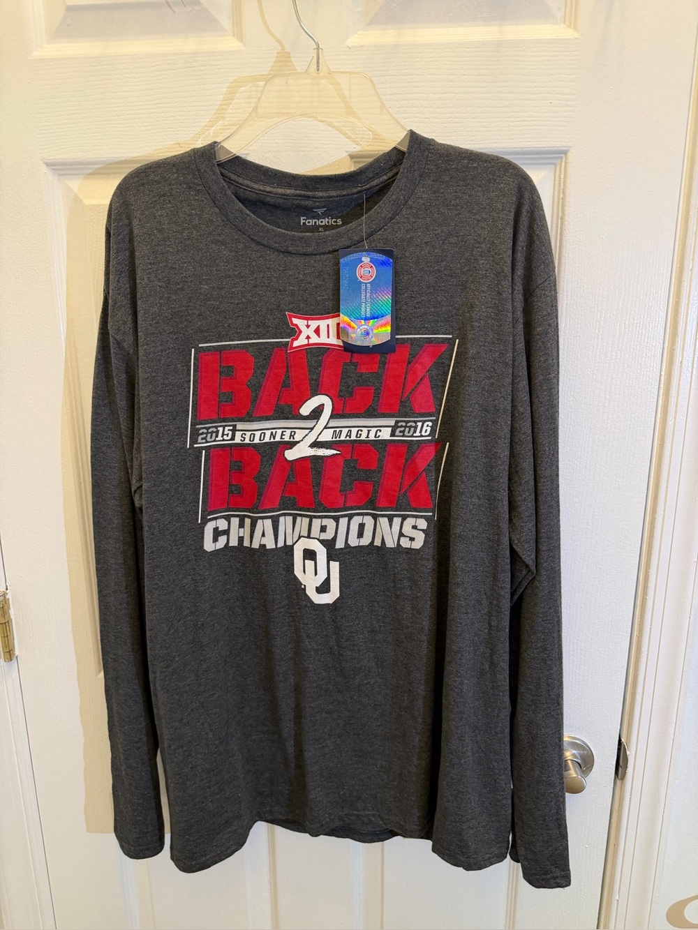 Fanatics Men's Gray 'Back 2 Back Champions' Long Sleeve Tee